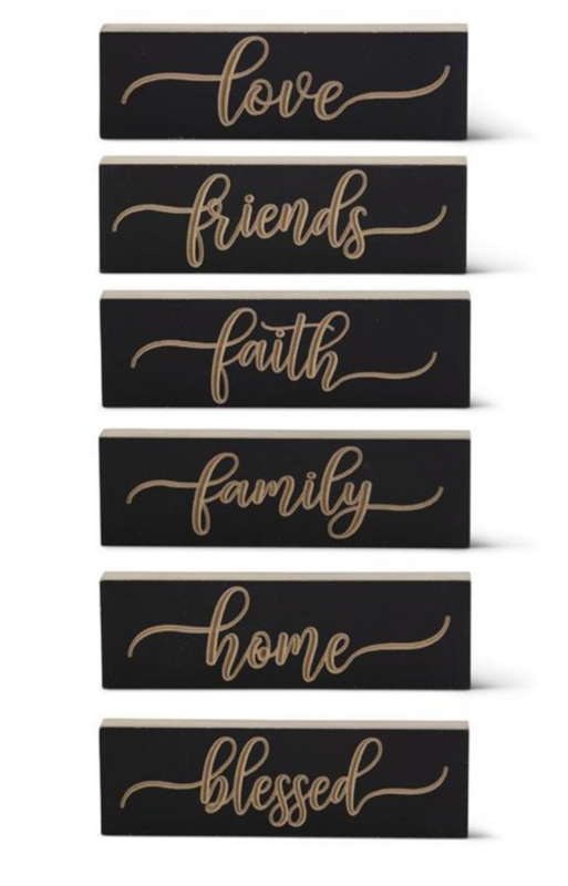 Matte Black Script Embossed Inspirational Tabletop Signs