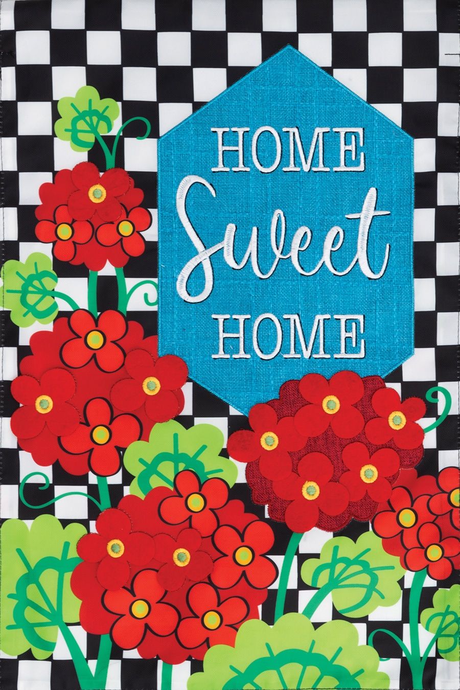 Applique-Geranium Check Flag