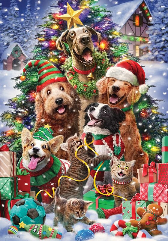 Cats and Dogs Tree Flag