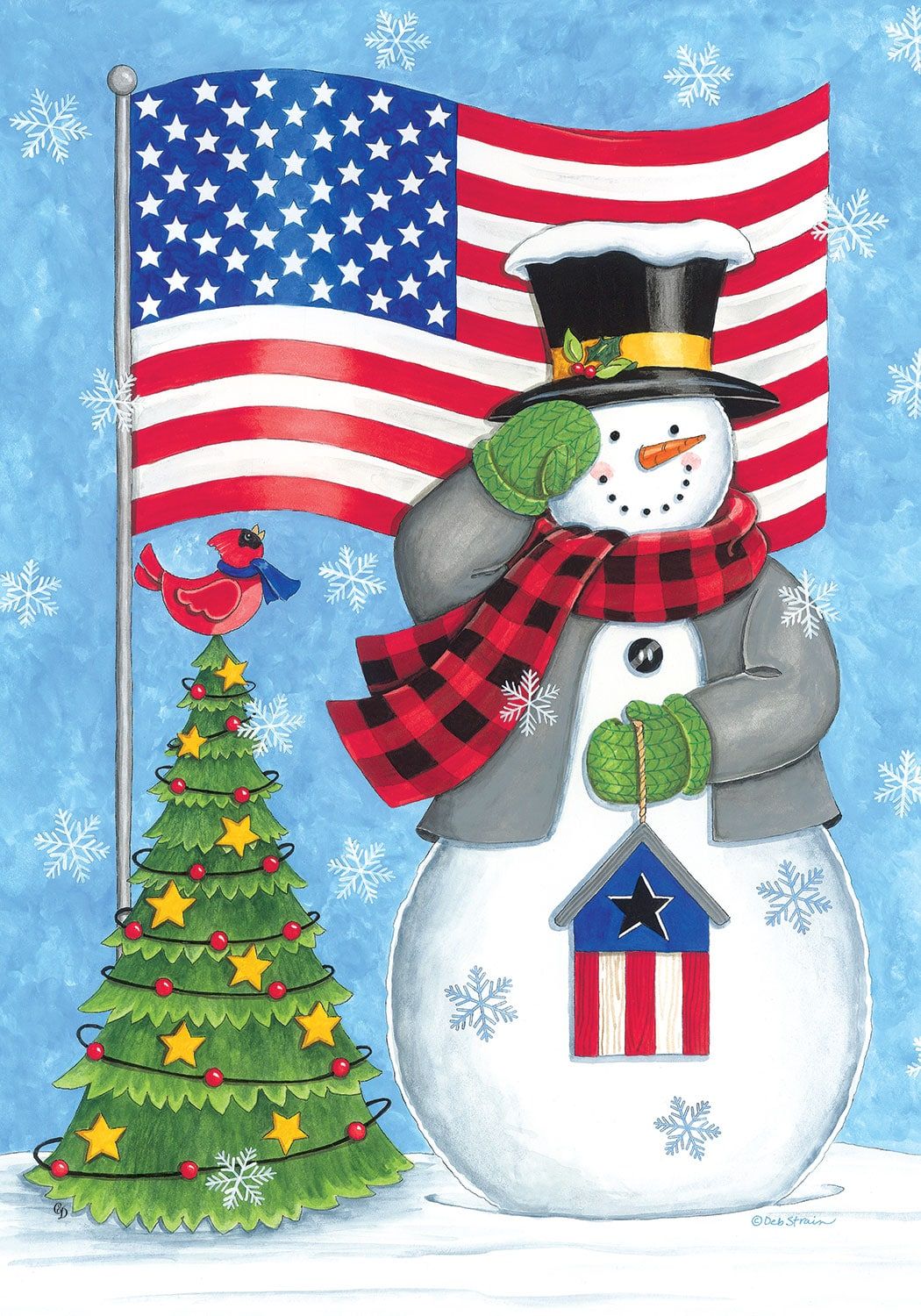 Patriotic Snowman Flag
