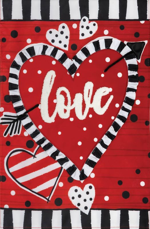 Love Heart Applique Flag