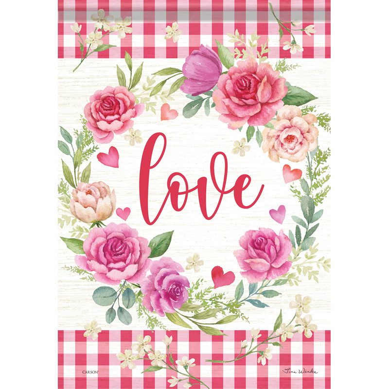 Cabbage Rose Wreath Dura Soft Garden Flag
