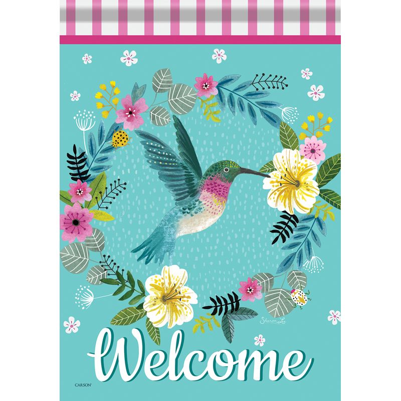 Hummingbird Wreath Dura Soft Garden Flag