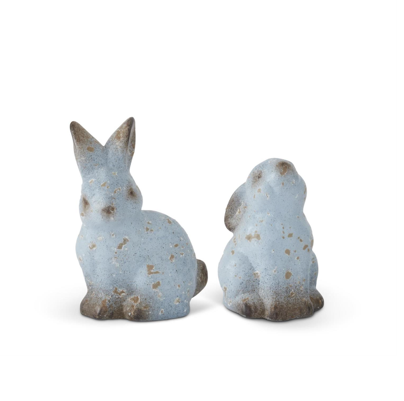 6" Weathered Blue Terracotta Bunnies