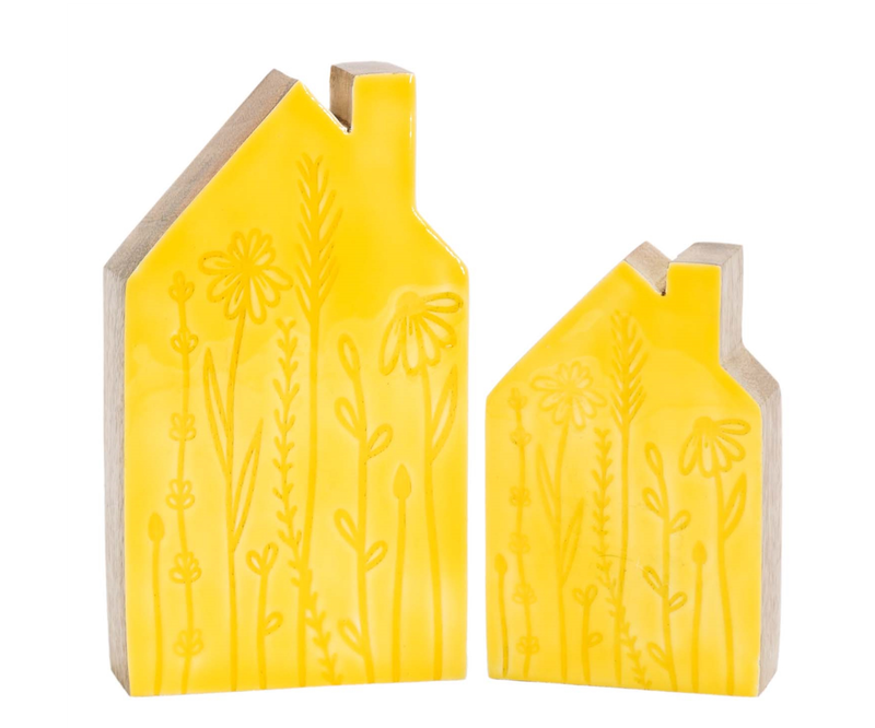 Yellow House Blocks w/ Flowers