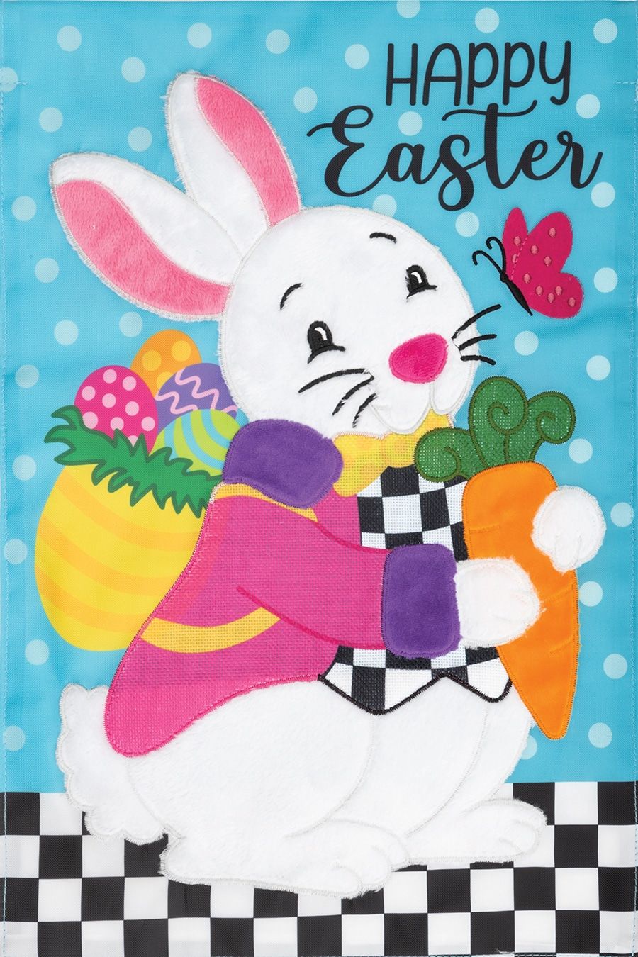 Bunny and Carrot Applique Flag