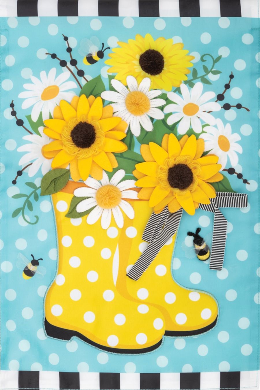 Yellow Rain Boots Applique Flag
