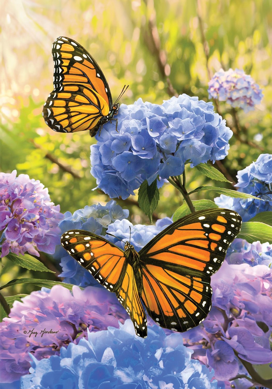 Monarch Hydrangeas Flag