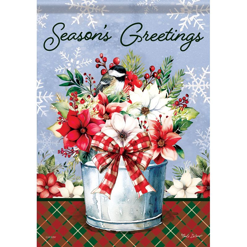 Floral Silver Bucket Dura Soft Garden Flag