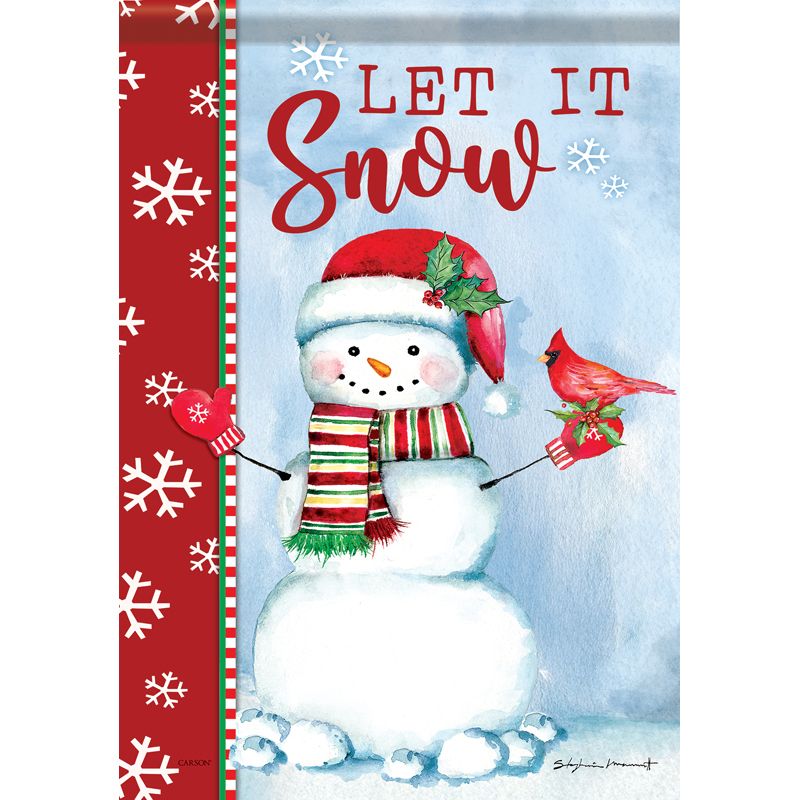 Snowman Cardinal Dura Soft Garden Flag