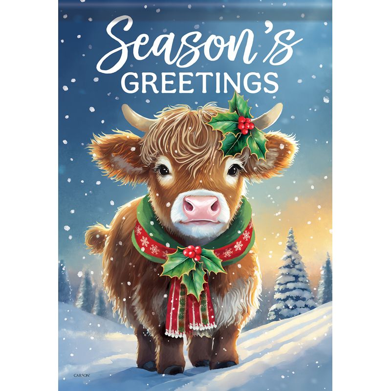 Season's Greetings Cow Garden Dura Soft Garden Flag