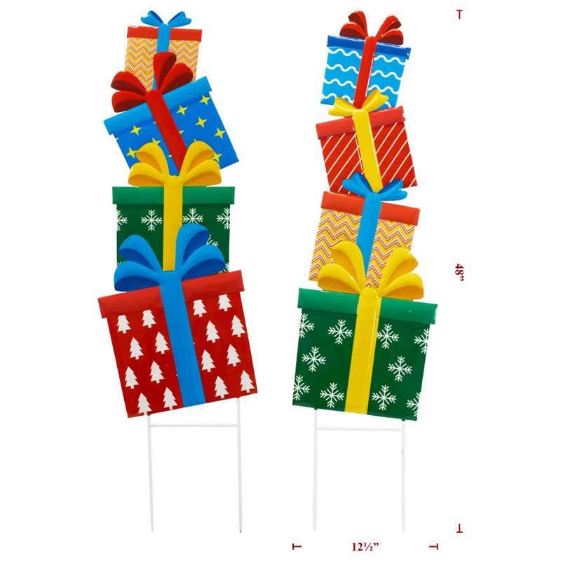 Stacked Christmas Presents  - 2 Asst
