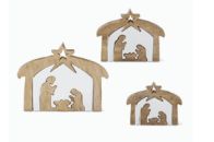 Wood Nativity w/White Enameled Center Cutouts