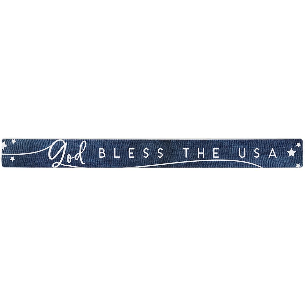 God Bless USA Denim Sitter Sign