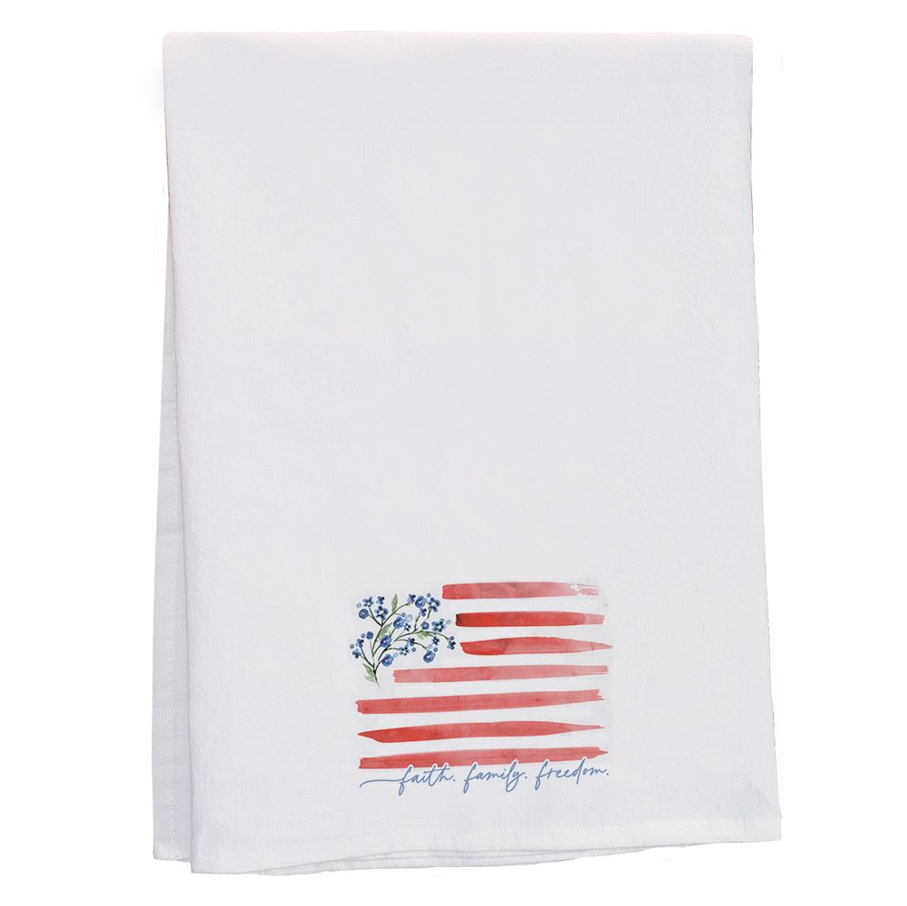 Flower Flag Faith Family Tea Towel