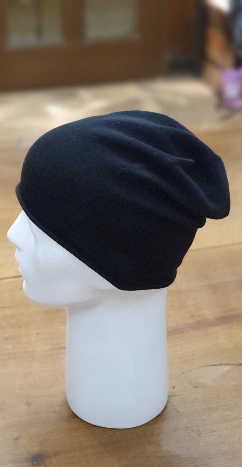 BERRETTO IN PURO COTONE BEANIE CASCANTE UNISEX NERO