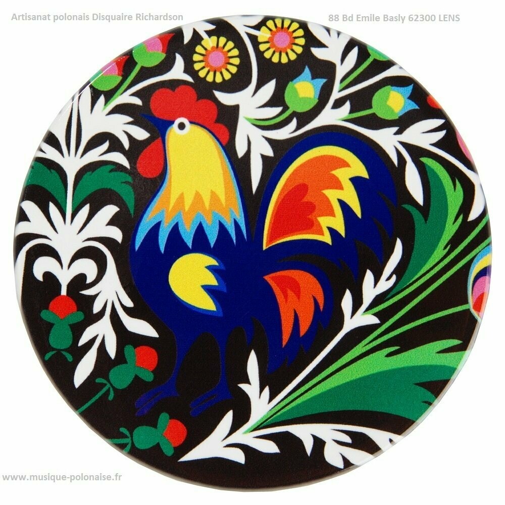 DESSOUS DE PLAT ROND COQ NOIR