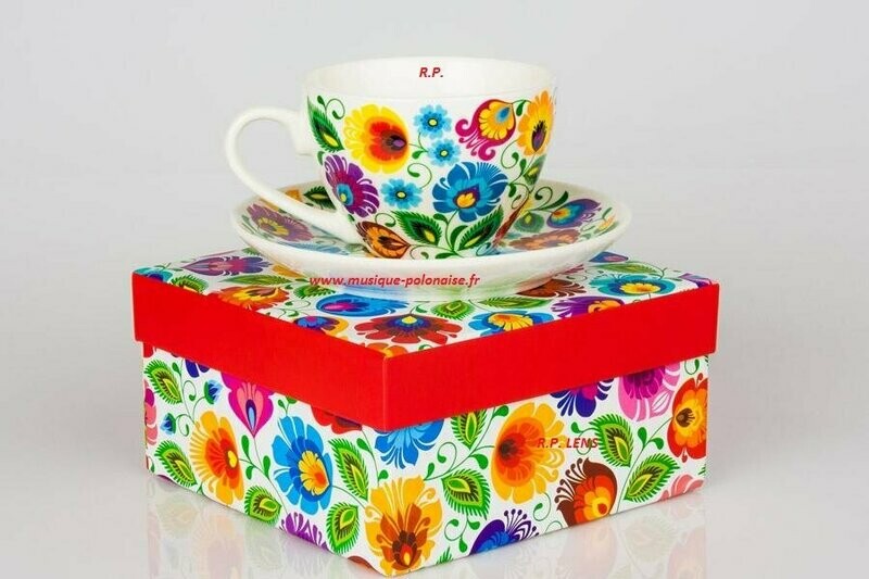 Mug Tasse avec sous tasse folk Łowicz en coffret Mug Tasse avec sous tasse folk Łowicz en coffret