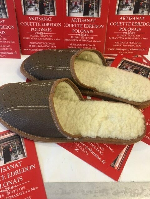 PANTOUFLES HOMME CUIR FOURRÉES