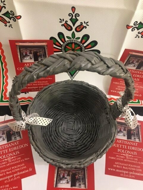 PANIER Osier Rond Gris