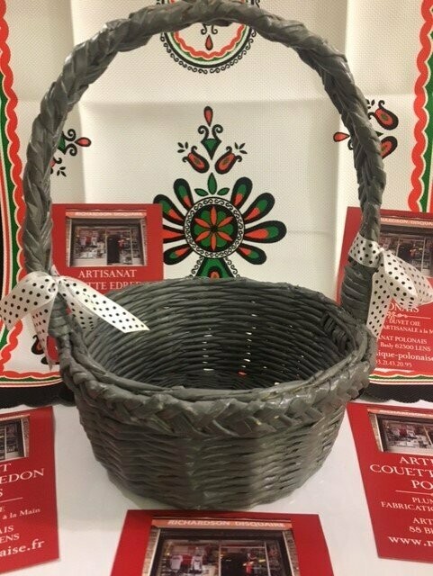 PANIER Osier Rond Gris