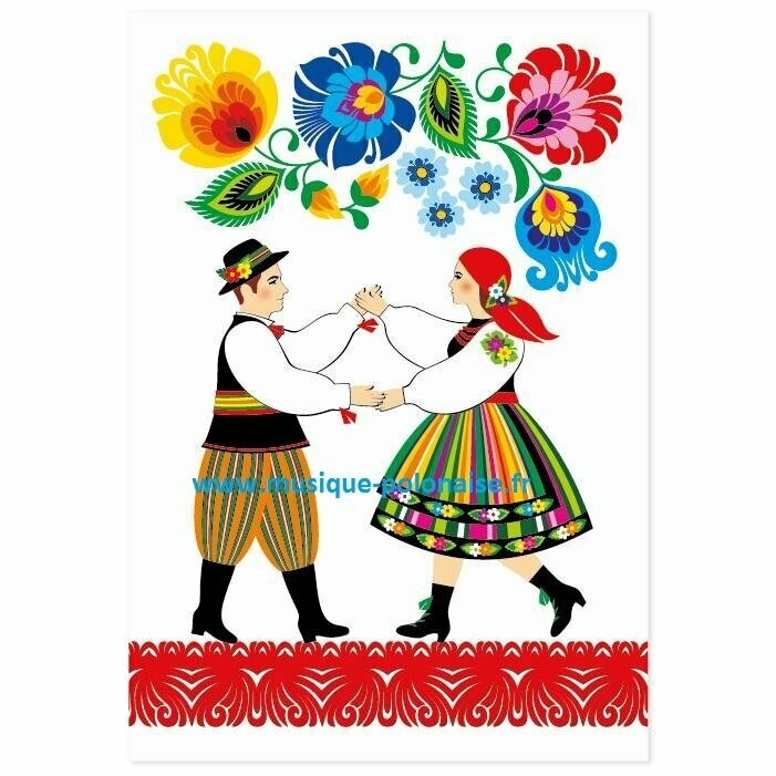 CARTE POSTALE DOUBLE FOLK POLONAIS
