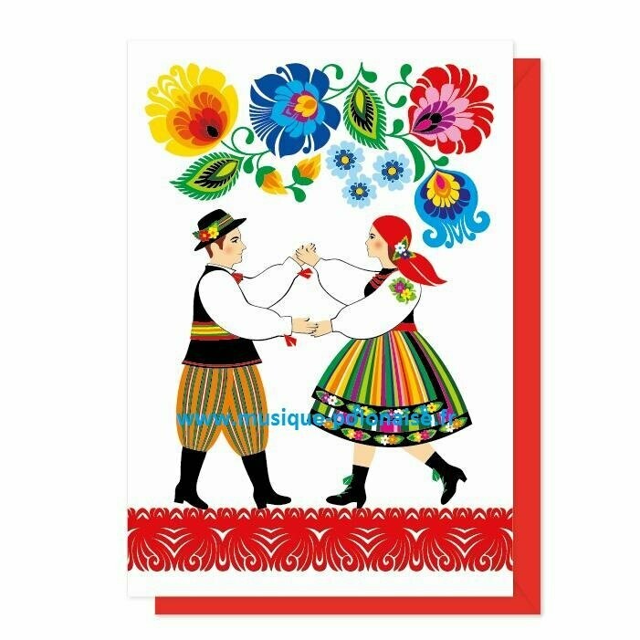 CARTE POSTALE DOUBLE FOLK POLONAIS