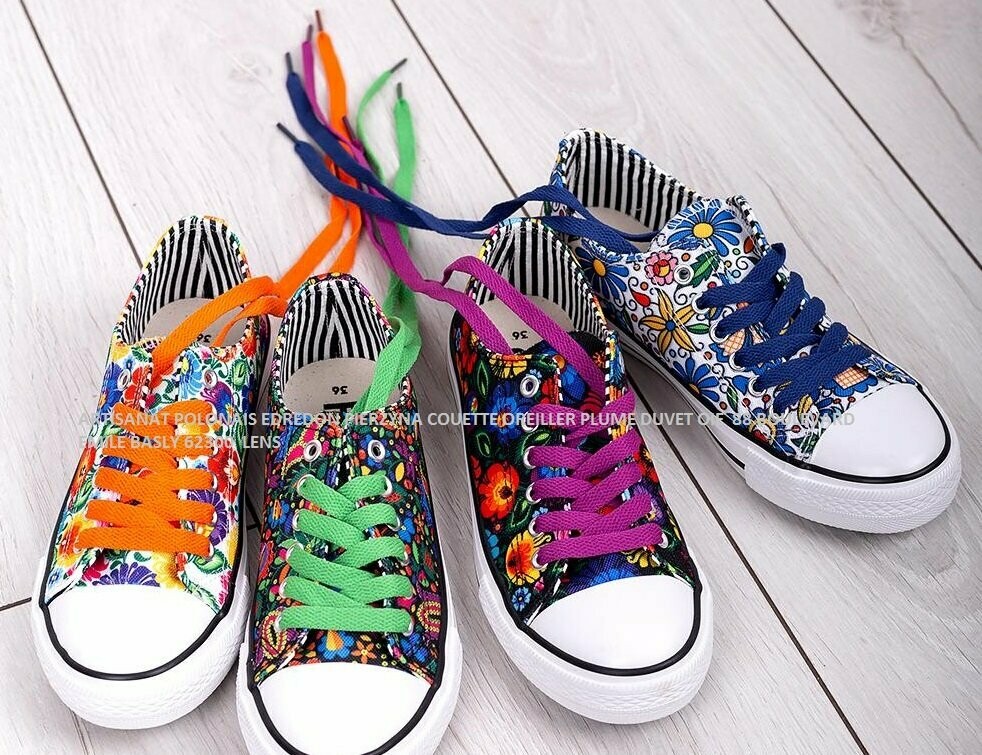 BASKETS FEMME FOLK KASZUBE BLANCHE POLOGNE
