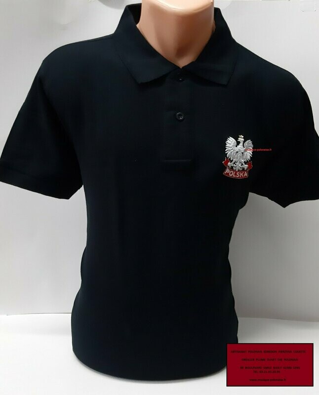 T SHIRT POLO POLSKA NOIR Brodé