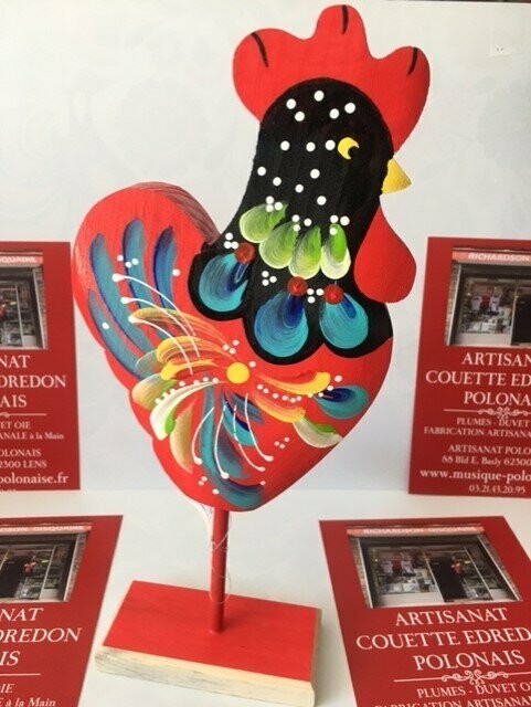 Décoration artisanale COQ Motif Folk Polonais