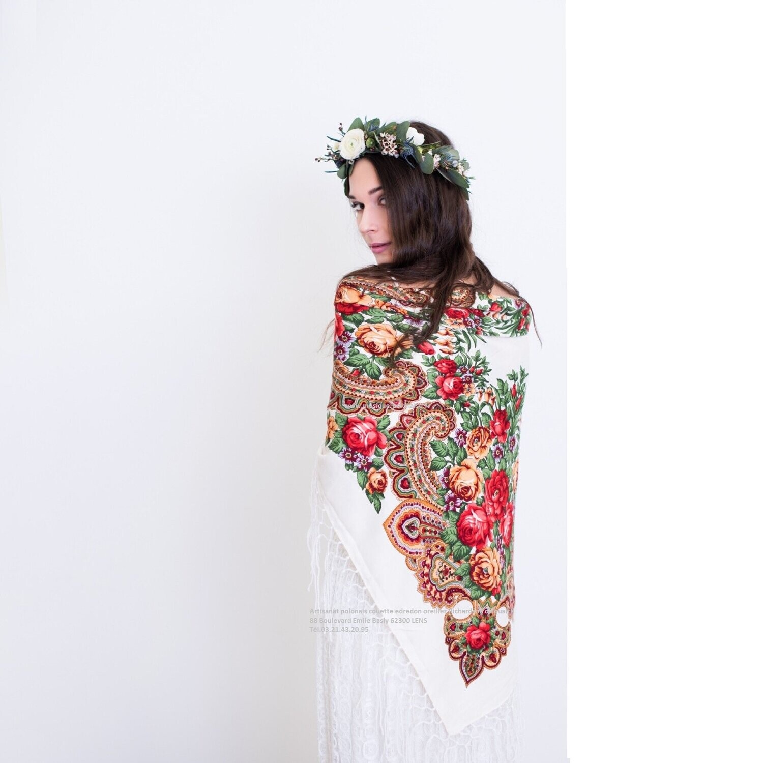 FOULARD Polonais Franges Laine