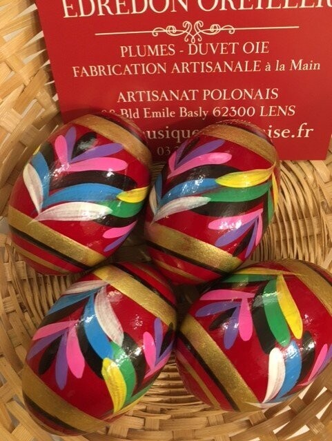 Oeuf de Pâques Pisanki de Pologne en bois grand 7cm