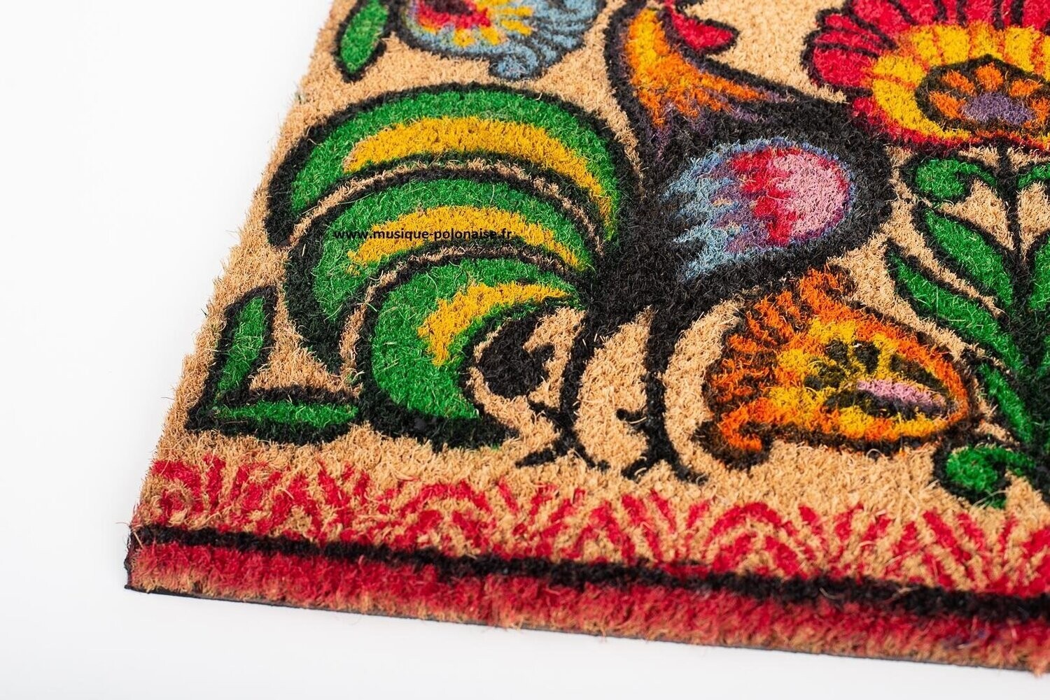 Paillasson folk Polonais coq Lowicz 40x60