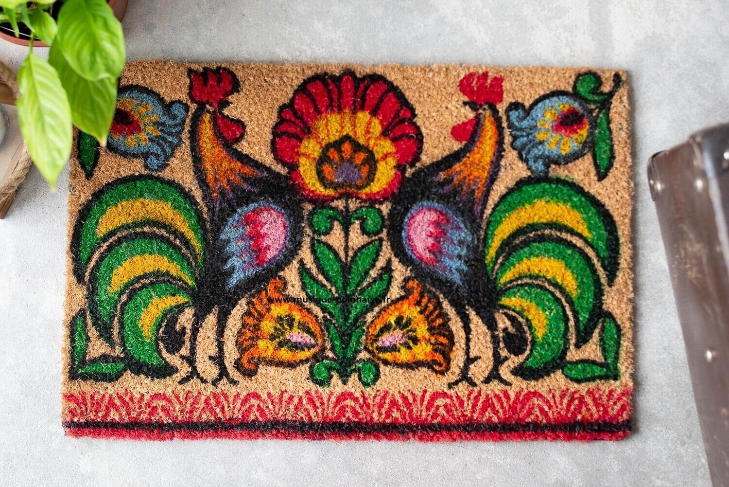 Paillasson folk Polonais coq Lowicz 40x60