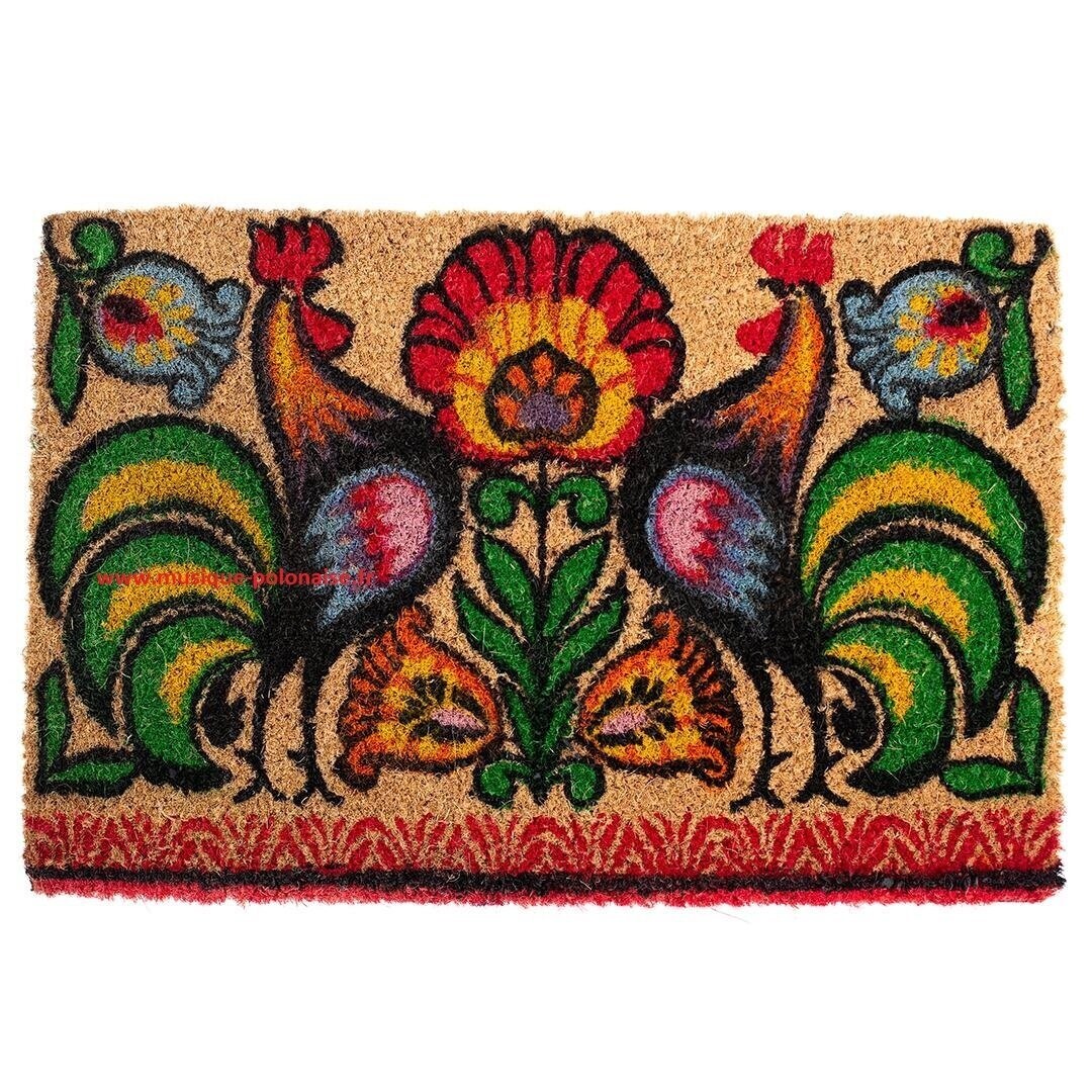 Paillasson folk Polonais coq Lowicz 40x60