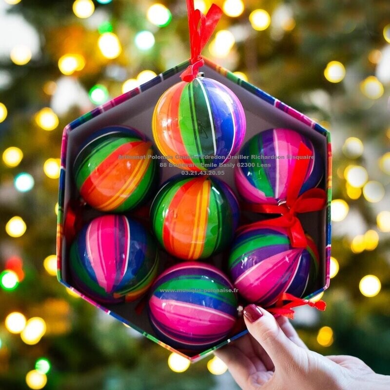 Boules de Noel Pologne la boite de 7 pièces