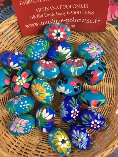Oeuf de Pâques Pisanki mini bois Pologne
