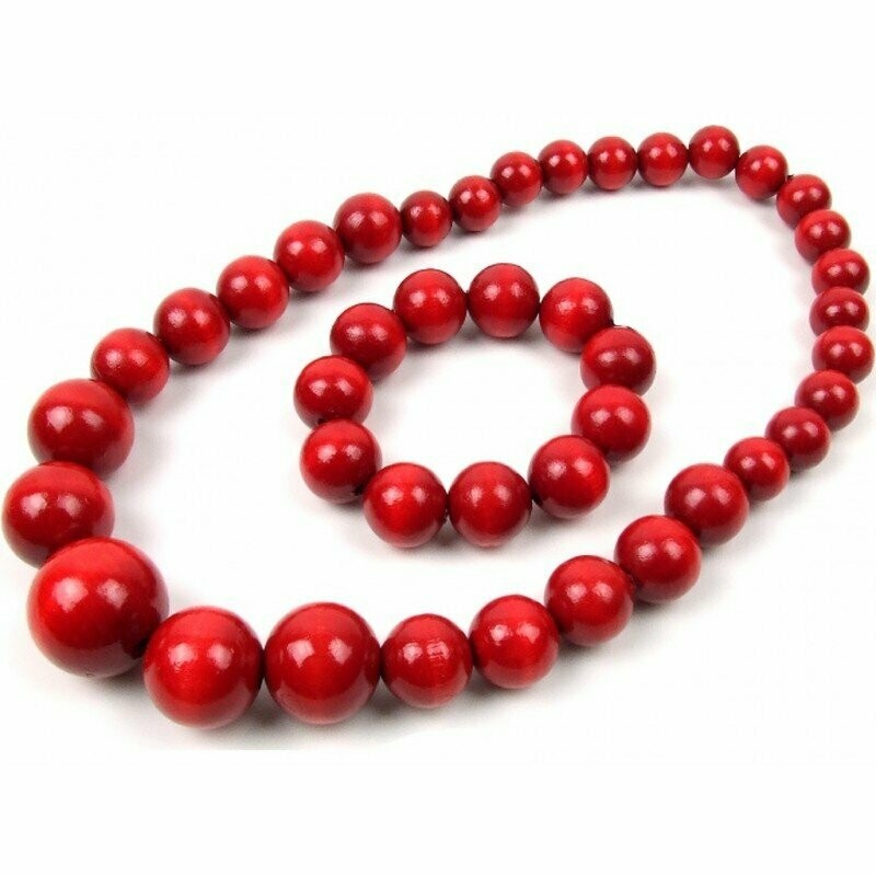 COLLIER + BRACELET BOIS ROUGE