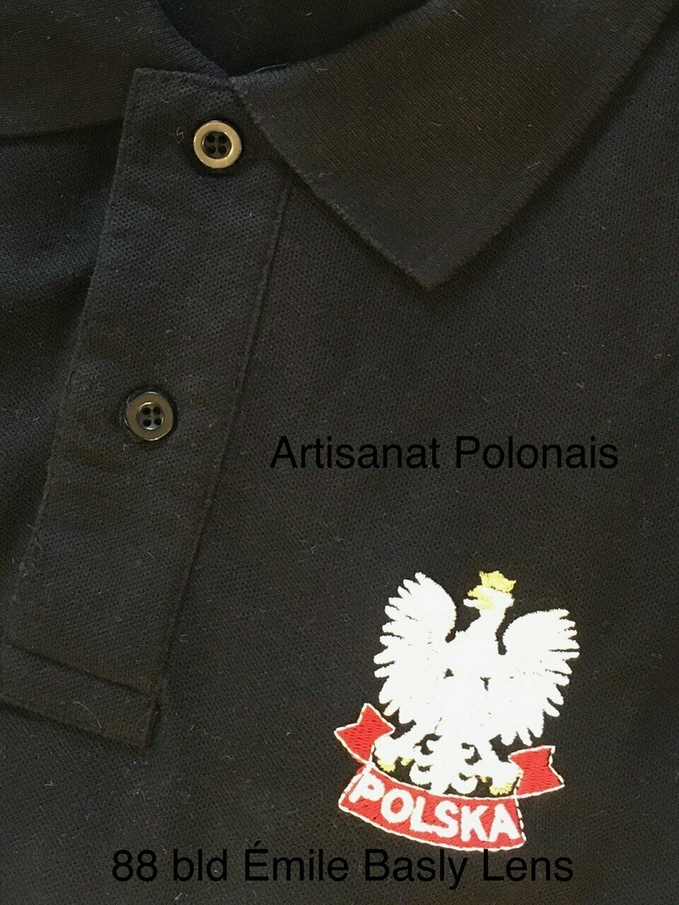 T SHIRT POLO POLSKA NOIR Brodé