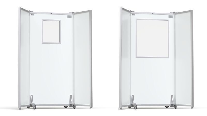 REGO Mobile Strahlenschutzwand Pb 2,00 mm, 3-teilig, fahrbar, Mittelteil 95 x 195 cm, Seitenteile jeweils 50 x 195 cm