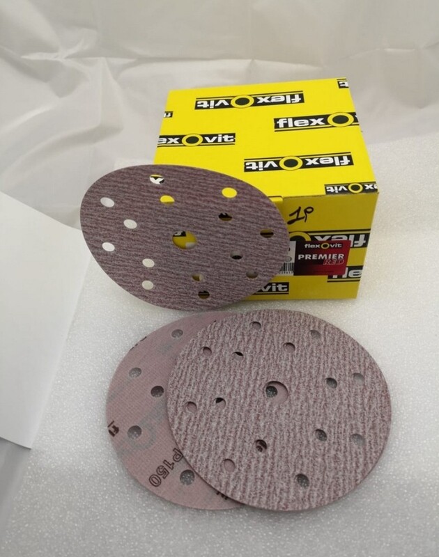 DISCHI VELCRO ROSA PREMIUM RED FLEXOVIT D.150 15 FORI GRANA P150/400 CONFZ. 100 PZ
