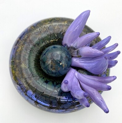 Glass Pebble in Dark Mottled Green