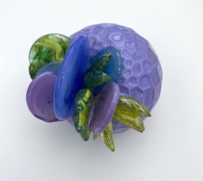 Purple Rose Lacy Glass Pebble