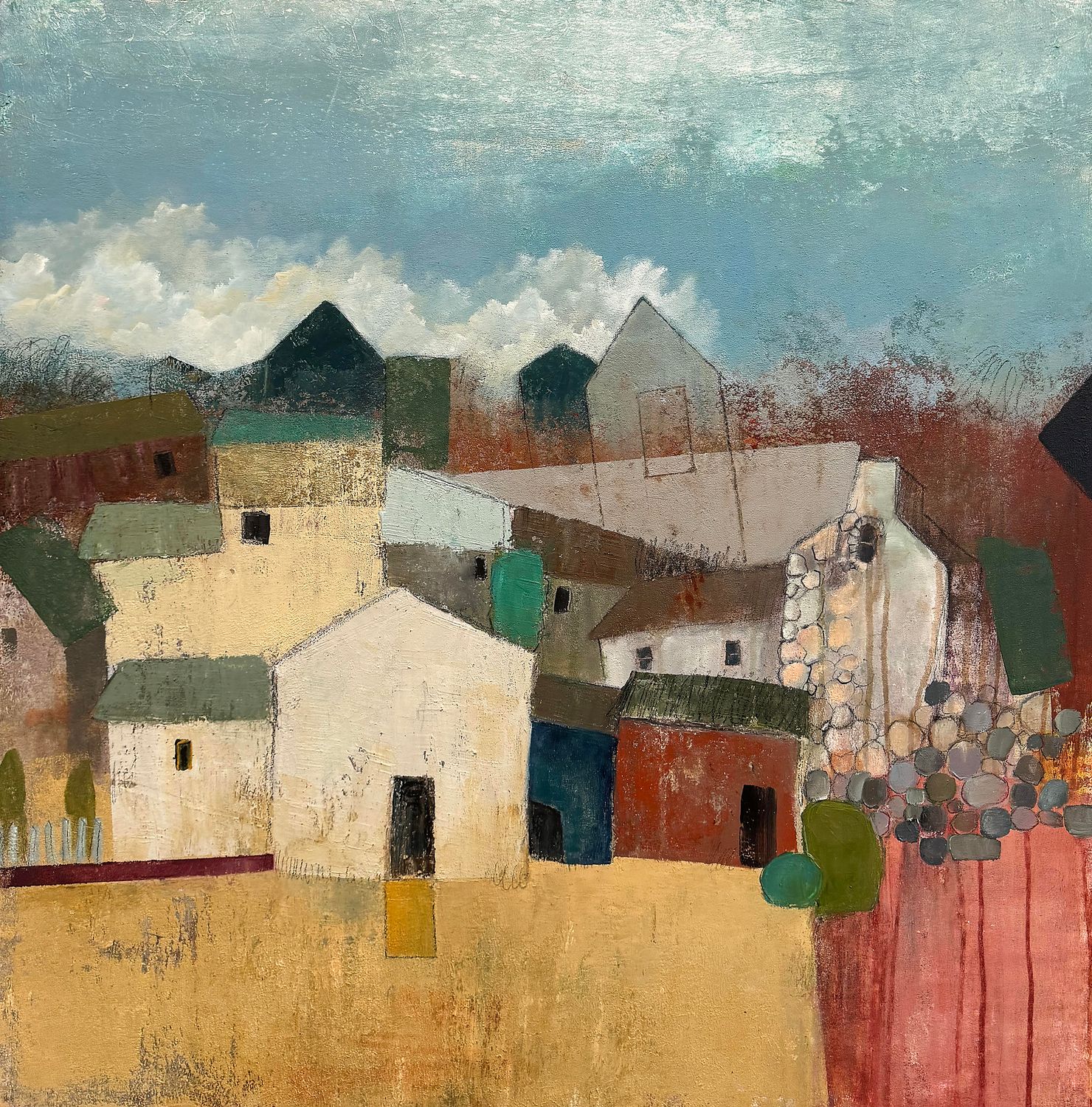 Village Through the Meadows