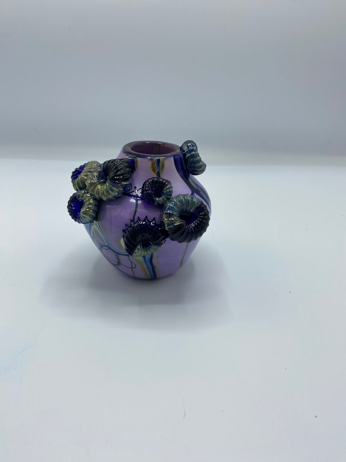 Small Glass Vase with Coral Clusters