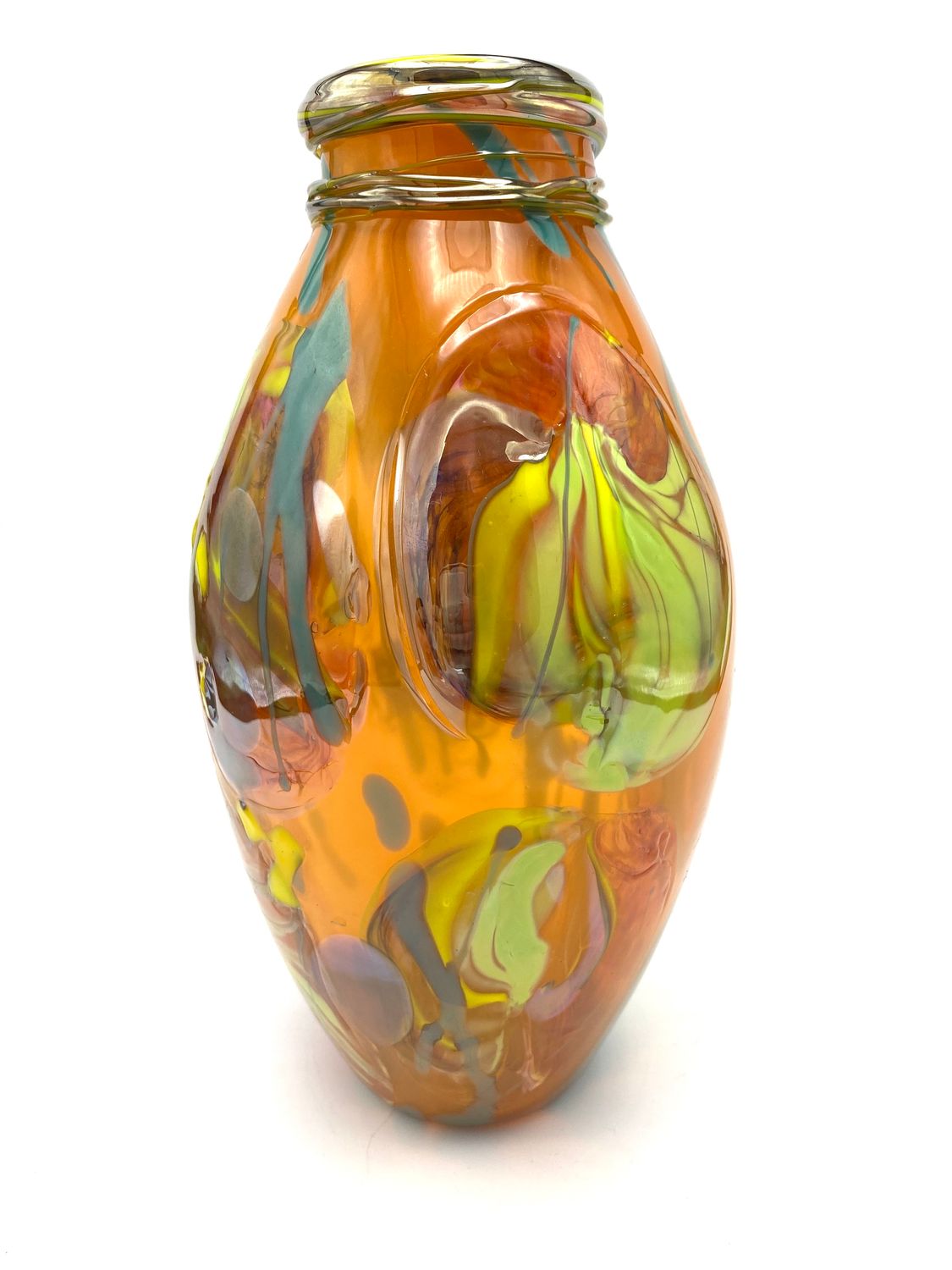 Terra Flux Curry Orange with Turquoise and Lime Green Lip Wrap