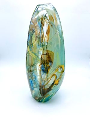 Terra Flux Layered Ambers and Greens with Dark Blue