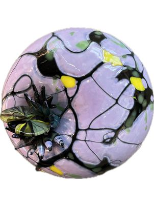 Purple and Black Pebble with Anemone