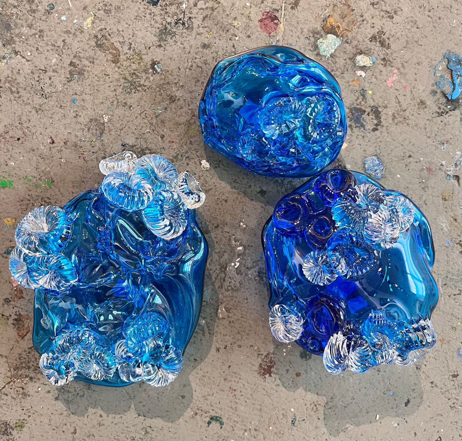 Glass Trio in Blue