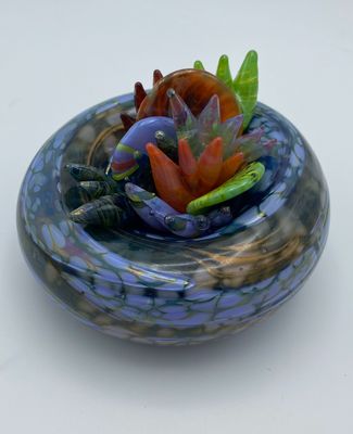 Mottled Purple Rose and Iris Violet with Trail and Succulent Bits